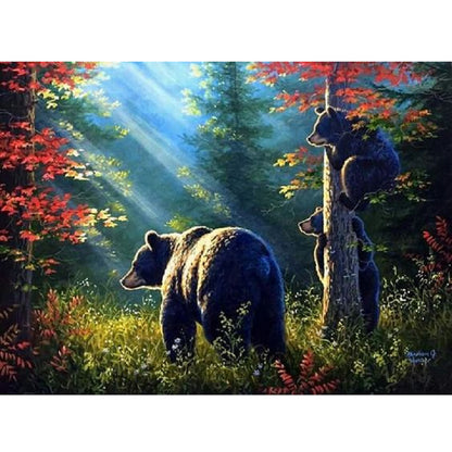 Brown Bear In The Woods - Full Square Drill Diamond Painting 50*40CM