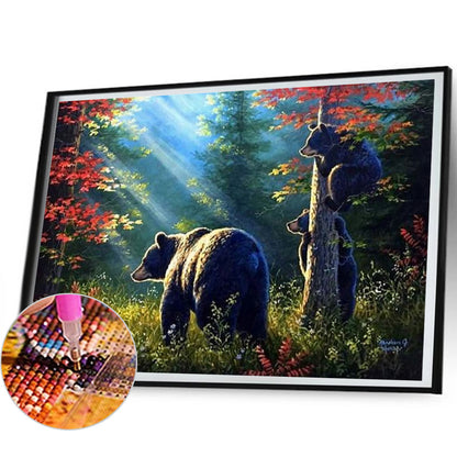 Brown Bear In The Woods - Full Square Drill Diamond Painting 50*40CM