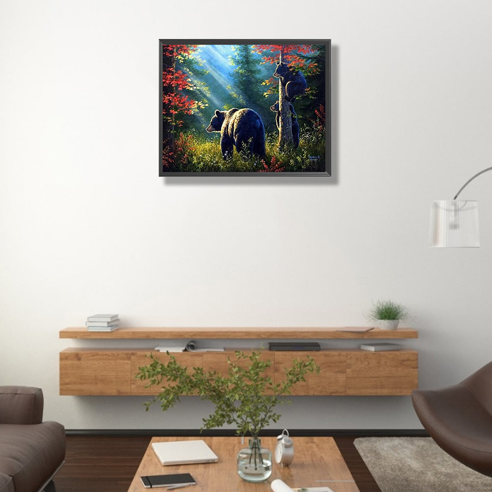 Brown Bear In The Woods - Full Square Drill Diamond Painting 50*40CM