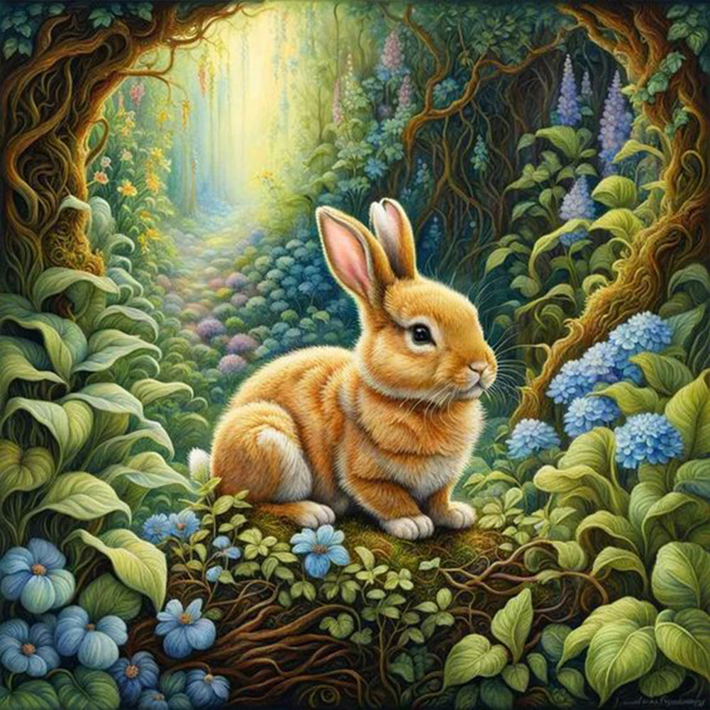 Little Rabbit In The Forest - Full Round Drill Diamond Painting 30*30CM