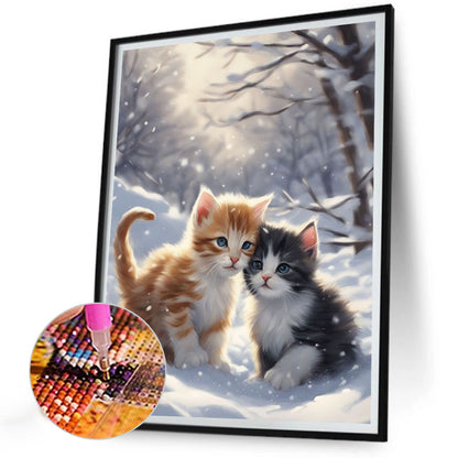 Kittens In The Snow - Full Round Drill Diamond Painting 30*40CM