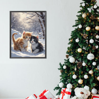Kittens In The Snow - Full Round Drill Diamond Painting 30*40CM
