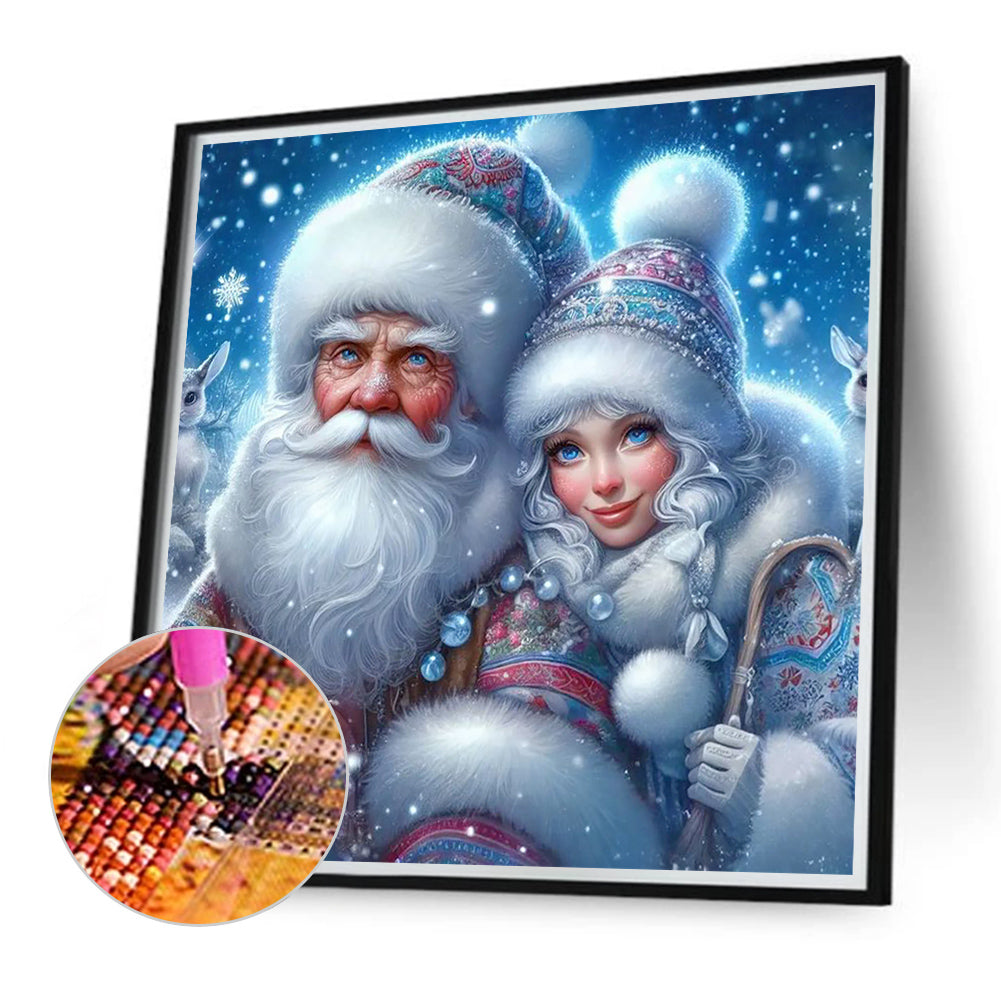 Santa Claus And Snow Girl - Full Round Drill Diamond Painting 40*40CM