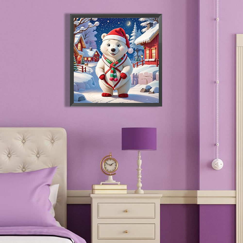 Christmas White Bear - Full Round Drill Diamond Painting 40*40CM