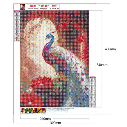 Gorgeous Peacock - Full Round Drill Diamond Painting 30*40CM