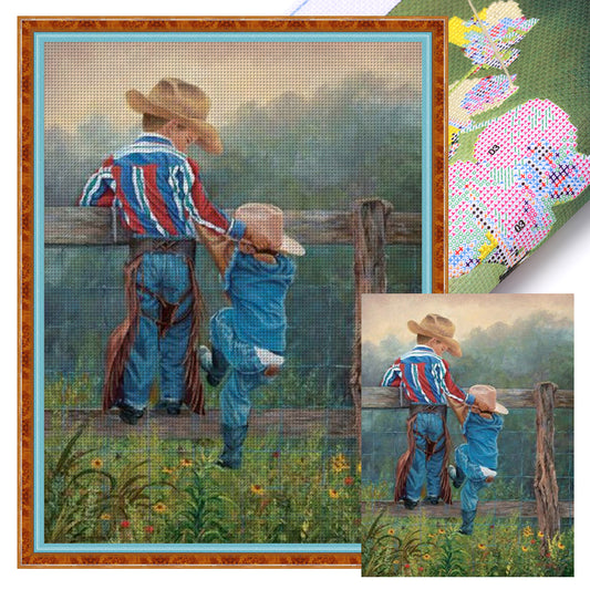 Prairie Cowboy Kid - 11CT Stamped Cross Stitch 40*55CM(Joy Sunday)