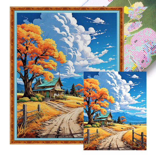 Autumn Village - 16CT Stamped Cross Stitch 50*60CM(Joy Sunday)