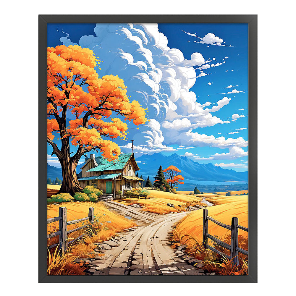 Autumn Village - 16CT Stamped Cross Stitch 50*60CM(Joy Sunday)