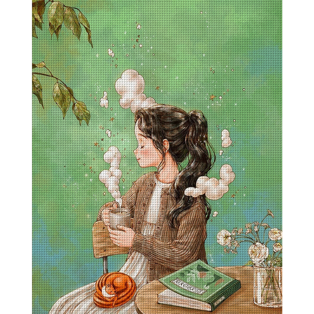Cartoon Girl - 11CT Stamped Cross Stitch 50*60CM
