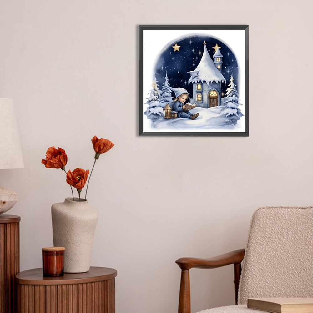 Reading A Book In The Snow - Full Round Drill Diamond Painting 30*30CM