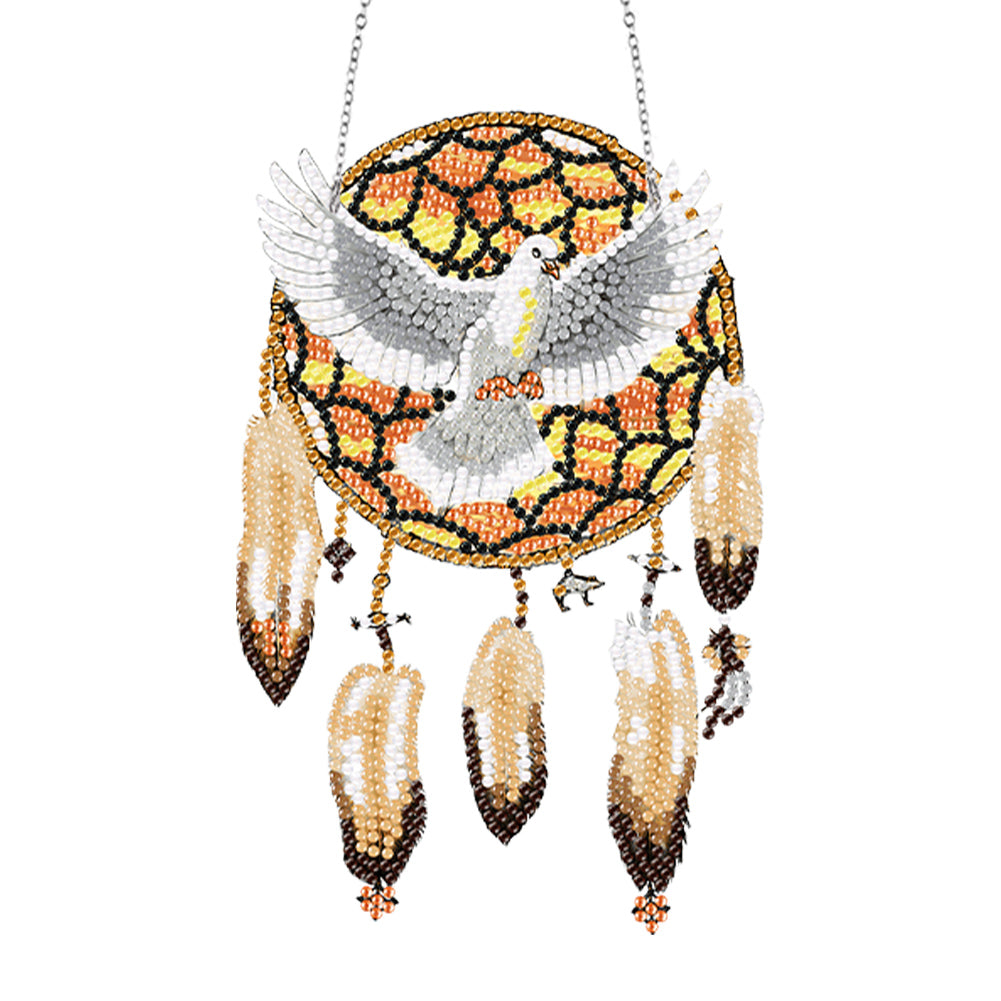 Acrylic Dove Dreamcatcher Single-Sided Diamond Painting Hanging Decor 13x20cm