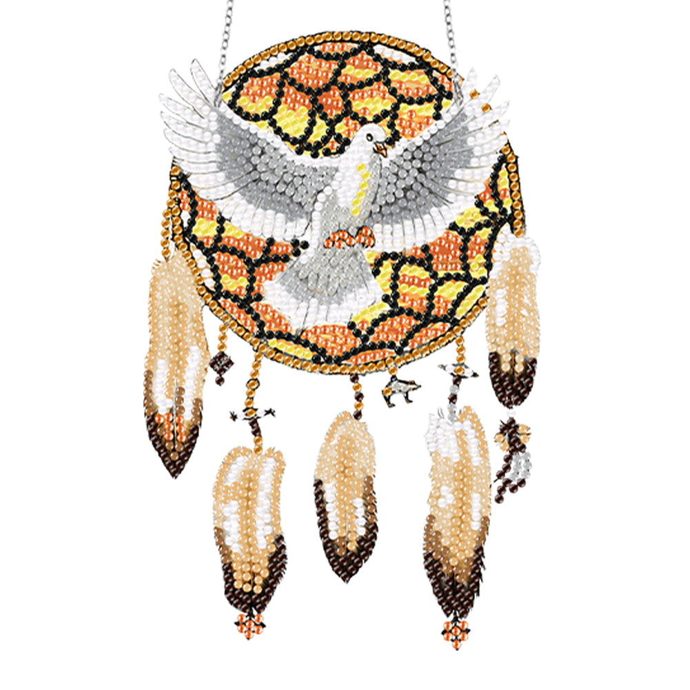 Acrylic Dove Dreamcatcher Single-Sided Diamond Painting Hanging Decor 13x20cm