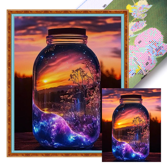 Fantasy Glass Bottle - 11CT Stamped Cross Stitch 35*45CM
