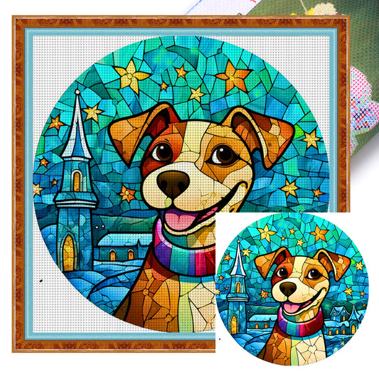 Glass Painting-Dog - 14CT Stamped Cross Stitch 40*40CM