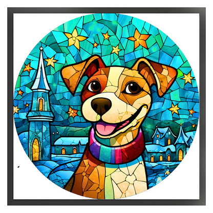 Glass Painting-Dog - 14CT Stamped Cross Stitch 40*40CM