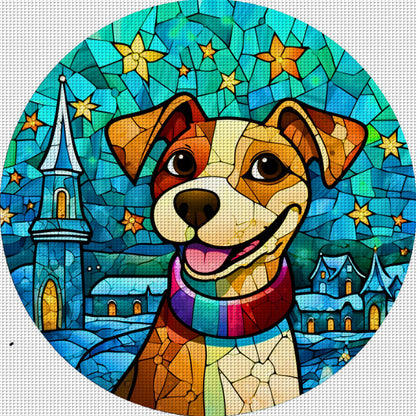 Glass Painting-Dog - 14CT Stamped Cross Stitch 40*40CM