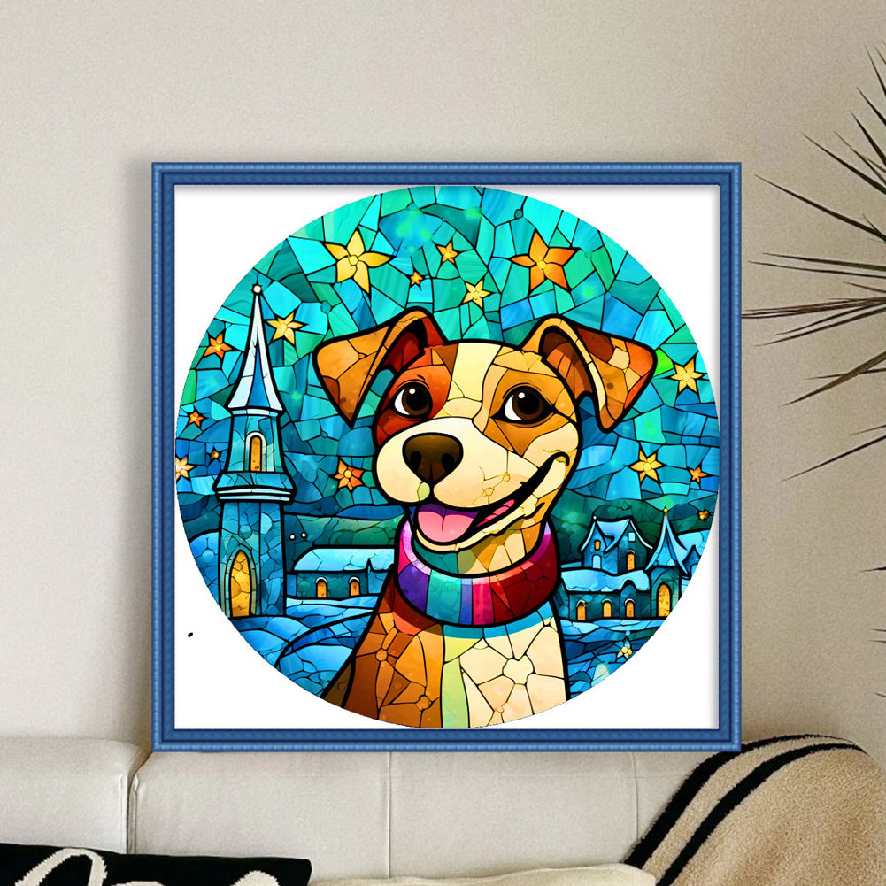 Glass Painting-Dog - 14CT Stamped Cross Stitch 40*40CM