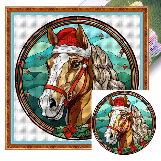 Christmas Horse - 18CT Stamped Cross Stitch 20*20CM