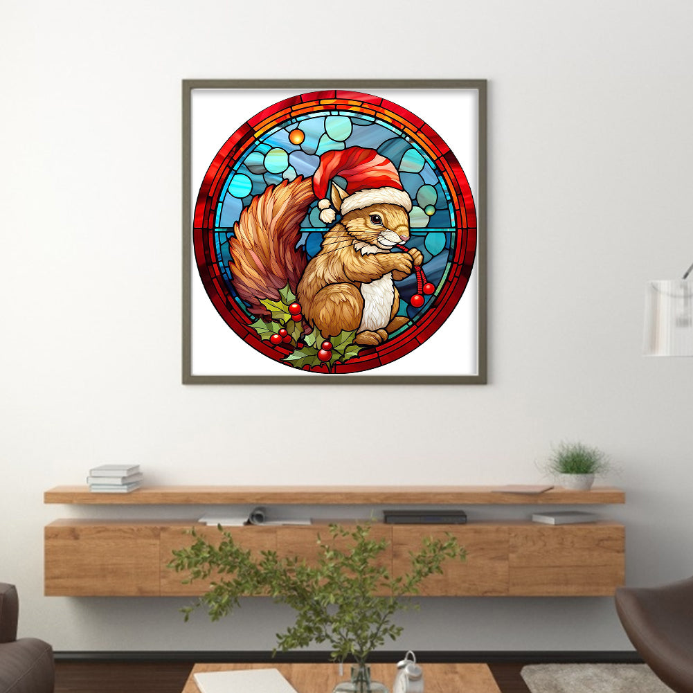 Christmas Squirrel - 18CT Stamped Cross Stitch 20*20CM