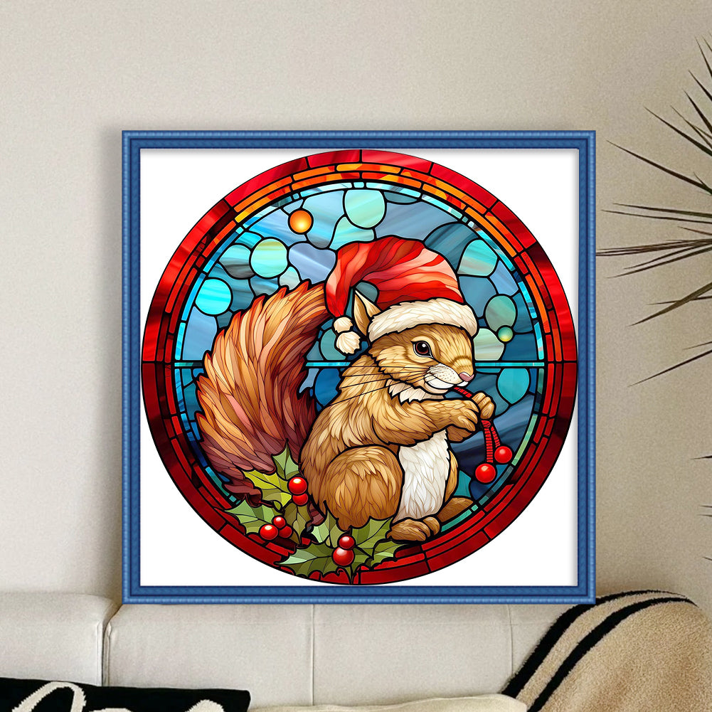 Christmas Squirrel - 18CT Stamped Cross Stitch 20*20CM