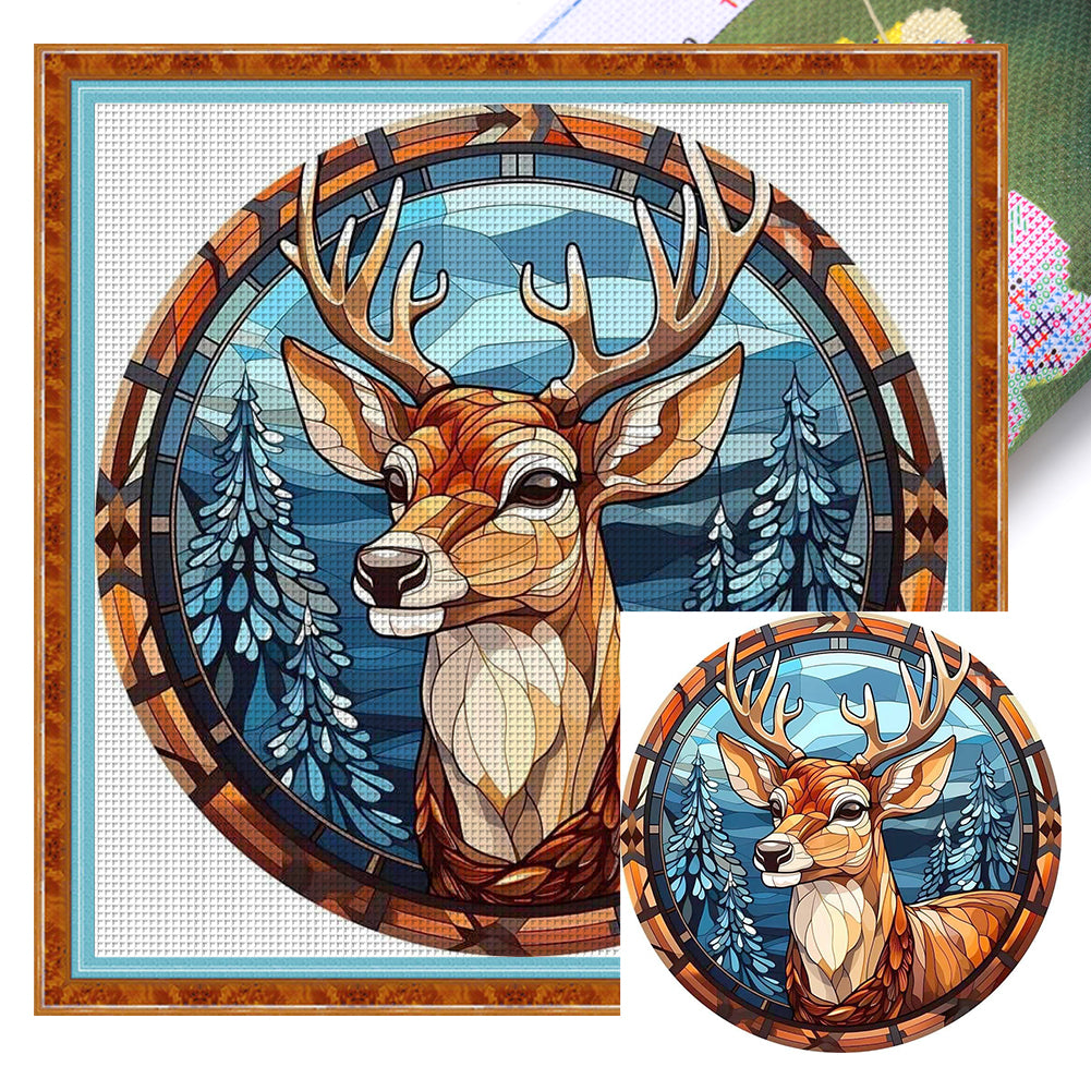 Christmas Elk - 18CT Stamped Cross Stitch 20*20CM