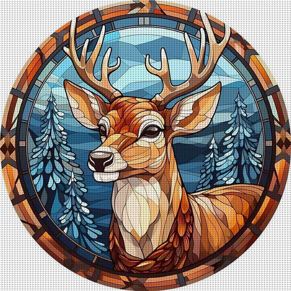 Christmas Elk - 18CT Stamped Cross Stitch 20*20CM