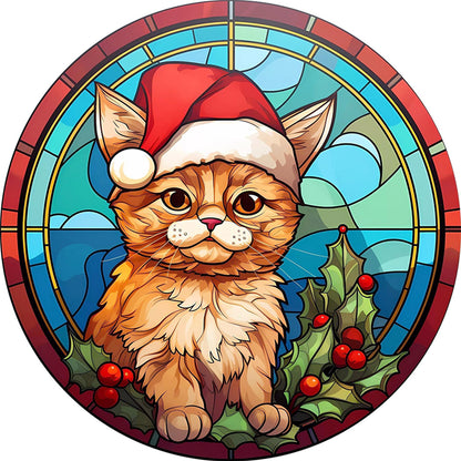 Christmas Cat - 18CT Stamped Cross Stitch 20*20CM