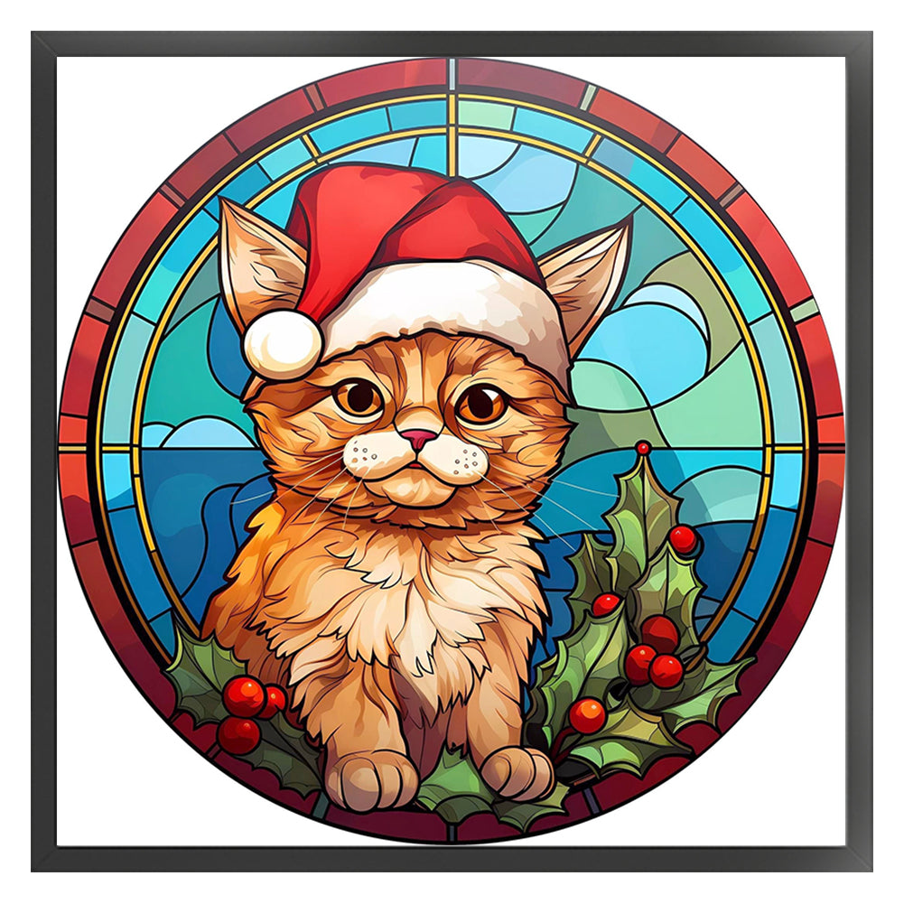 Christmas Cat - 18CT Stamped Cross Stitch 20*20CM