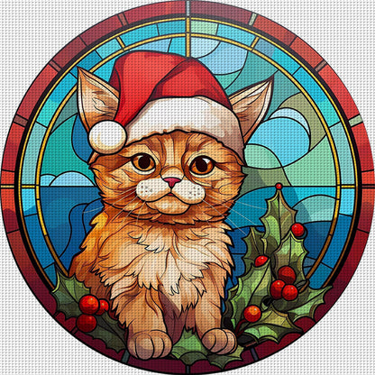 Christmas Cat - 18CT Stamped Cross Stitch 20*20CM