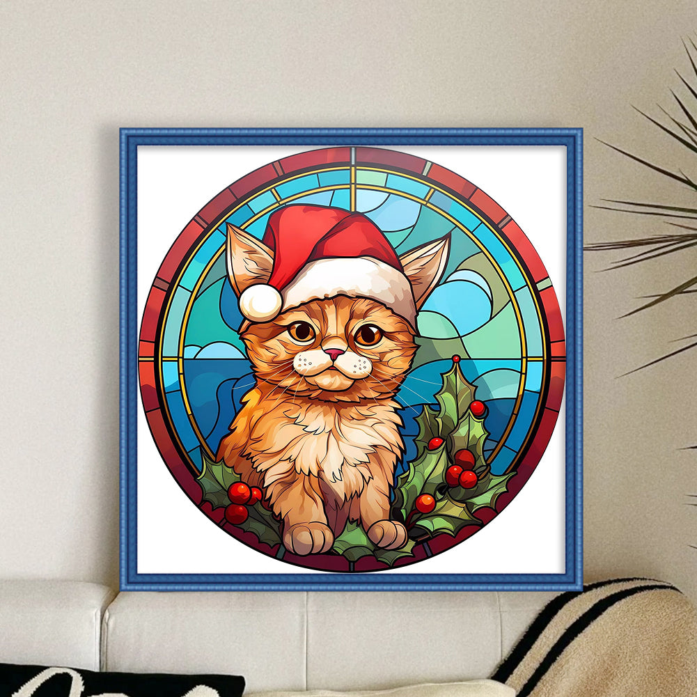 Christmas Cat - 18CT Stamped Cross Stitch 20*20CM