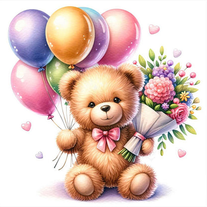 Balloon Gift Birthday Bear - Full AB Round Drill Diamond Painting 40*40CM