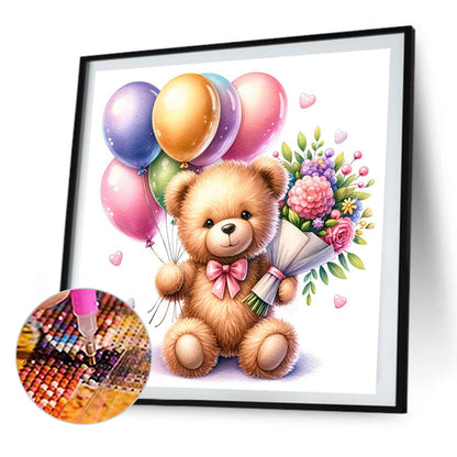 Balloon Gift Birthday Bear - Full AB Round Drill Diamond Painting 40*40CM