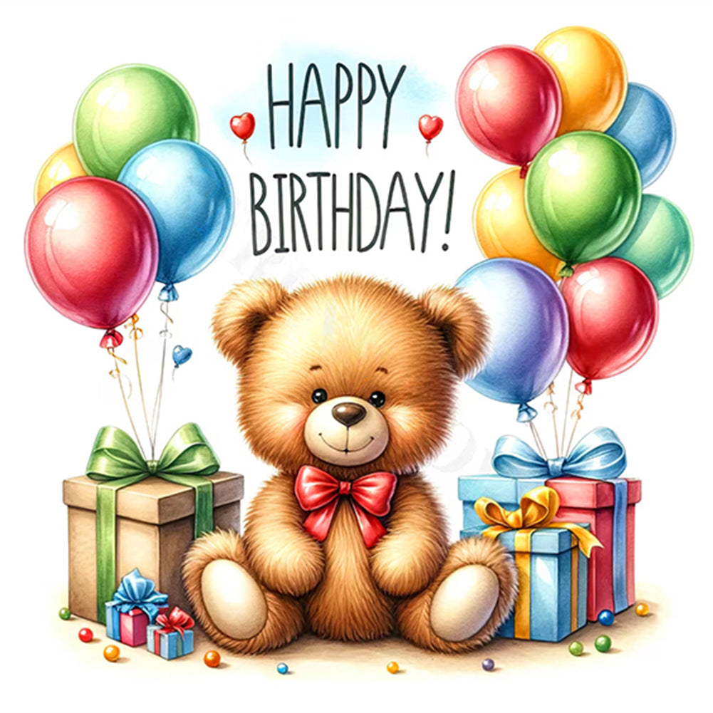 Balloon Gift Birthday Bear - Full AB Round Drill Diamond Painting 40*40CM