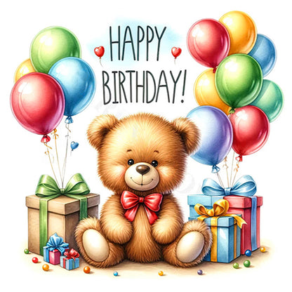 Balloon Gift Birthday Bear - Full AB Round Drill Diamond Painting 40*40CM