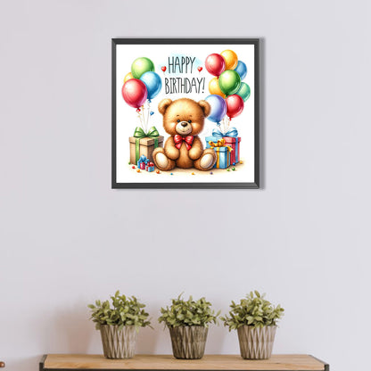 Balloon Gift Birthday Bear - Full AB Round Drill Diamond Painting 40*40CM