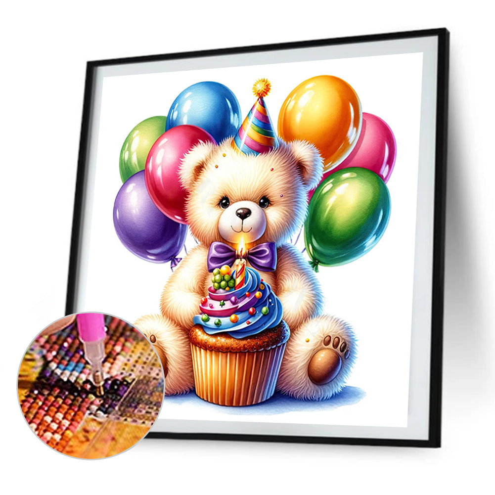 Balloon Gift Birthday Bear - Full AB Round Drill Diamond Painting 40*40CM