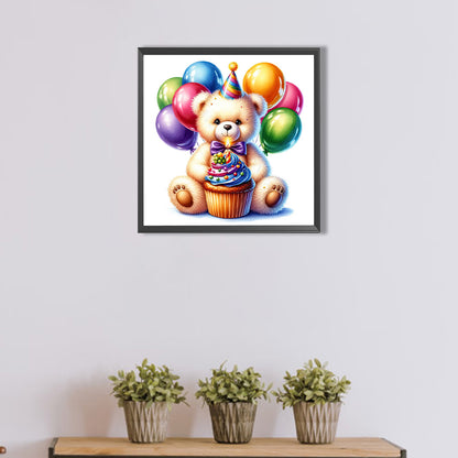 Balloon Gift Birthday Bear - Full AB Round Drill Diamond Painting 40*40CM