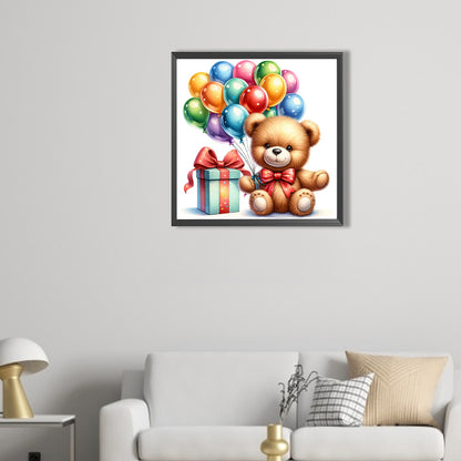 Balloon Gift Birthday Bear - Full AB Round Drill Diamond Painting 40*40CM