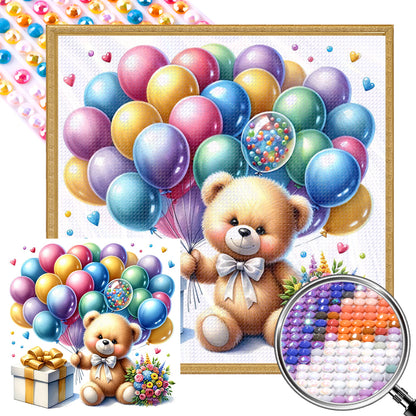 Balloon Gift Birthday Bear - Full AB Round Drill Diamond Painting 40*40CM