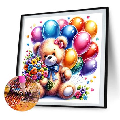 Balloon Gift Birthday Bear - Full AB Round Drill Diamond Painting 40*40CM