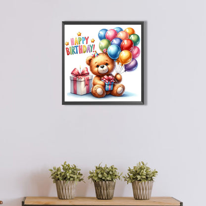 Balloon Gift Birthday Bear - Full AB Round Drill Diamond Painting 40*40CM