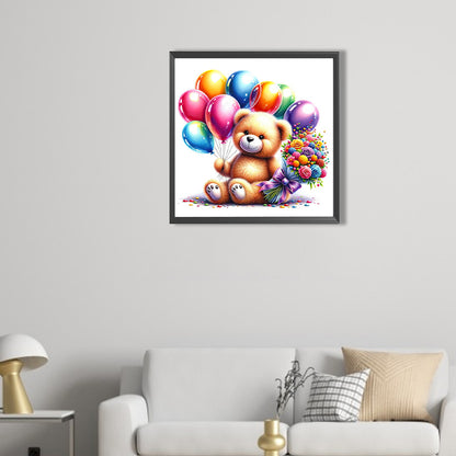 Balloon Gift Birthday Bear - Full AB Round Drill Diamond Painting 40*40CM