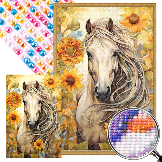 Sunflower Horse - Full AB Round Drill Diamond Painting 40*60CM