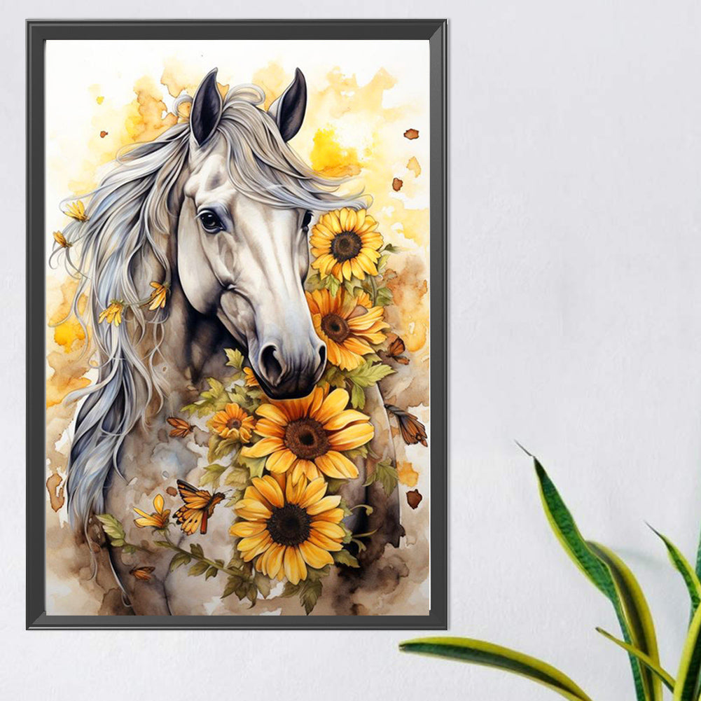 Sunflower Horse - Full AB Round Drill Diamond Painting 40*60CM