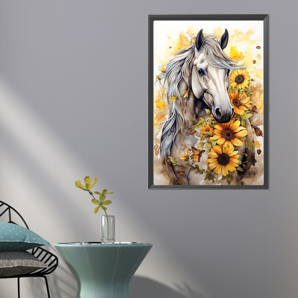 Sunflower Horse - Full AB Round Drill Diamond Painting 40*60CM