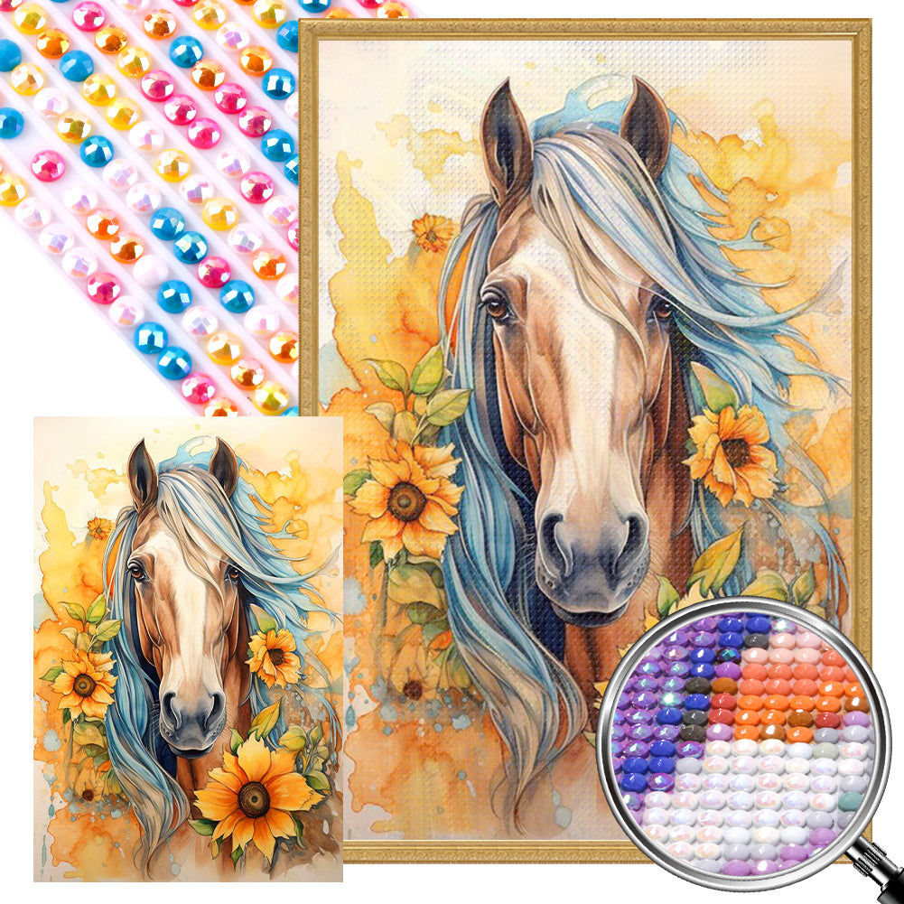 Sunflower Horse - Full AB Round Drill Diamond Painting 40*60CM