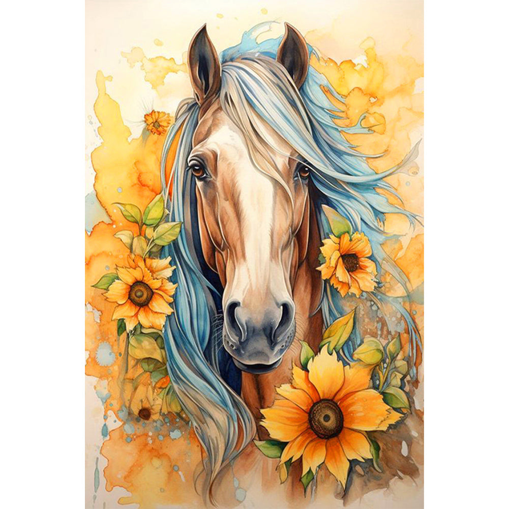 Sunflower Horse - Full AB Round Drill Diamond Painting 40*60CM