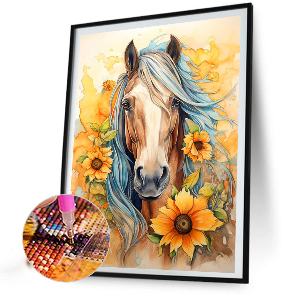 Sunflower Horse - Full AB Round Drill Diamond Painting 40*60CM