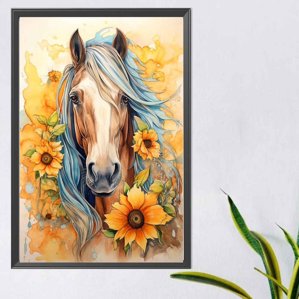 Sunflower Horse - Full AB Round Drill Diamond Painting 40*60CM