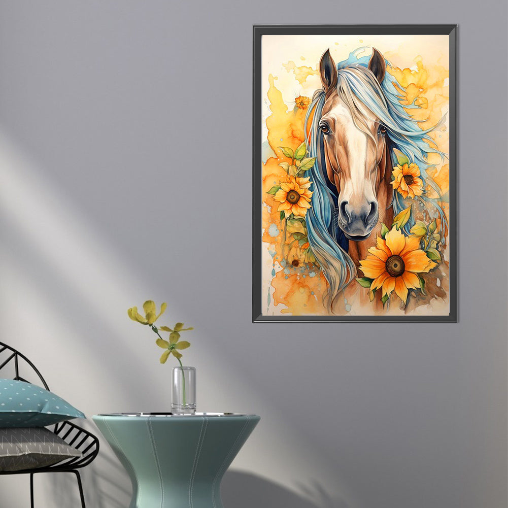 Sunflower Horse - Full AB Round Drill Diamond Painting 40*60CM